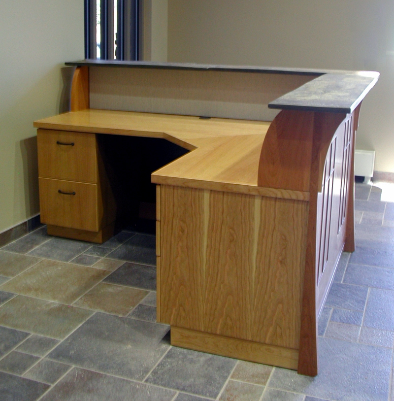 Reception desk with slate top