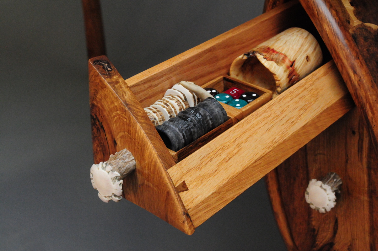 "Game On" Game table - detail of the drawer holding the game pieces