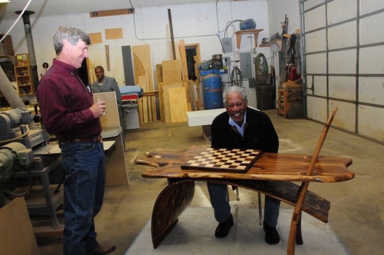 Morgan Freeman testing out the game table