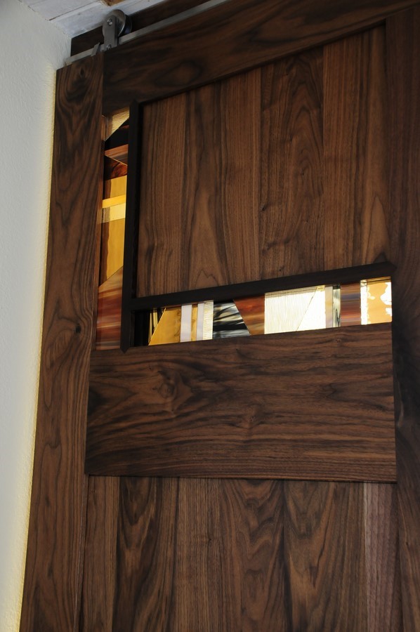 Sliding Barn Door with Stacked Glass